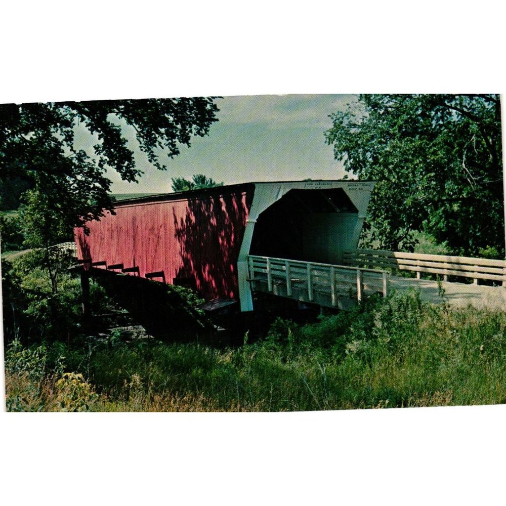 Roseman Covered Bridge Postcard Travel Souvenir Unposted Pammel State Park Iowa